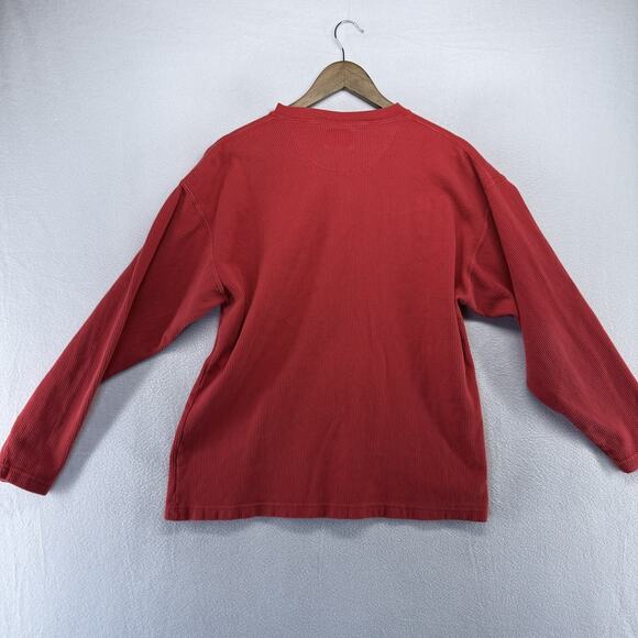 Vintage Marlboro Unlimited Thermal Shirt men's Large Red Henley Button 90s Blank - Picture 6 of 7
